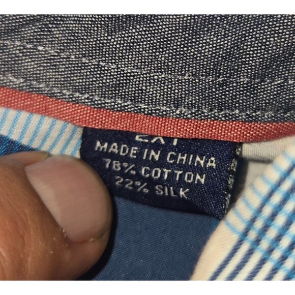 Tommy Bahama Men's Plaid Long Sleeve Button-Down Shirt 2XT Blue/White - Picture 6 of 7